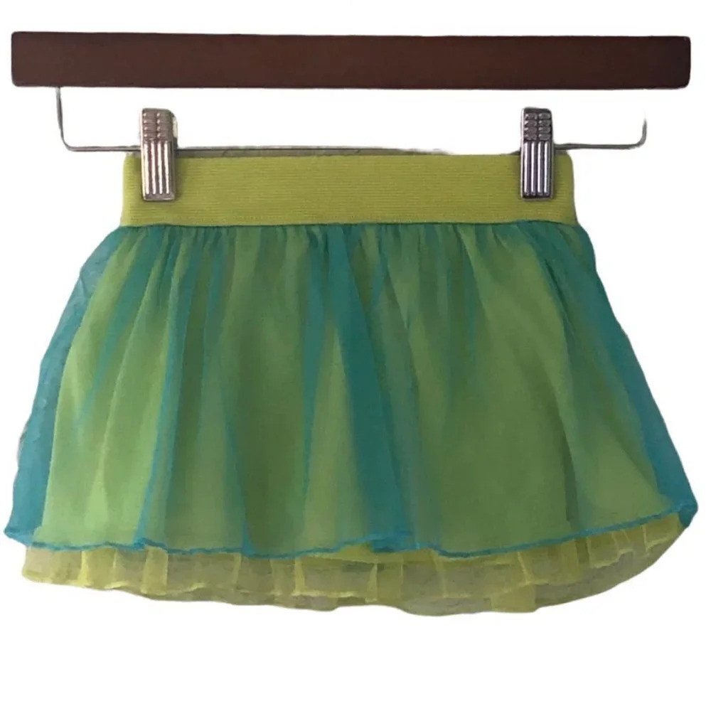 My LITTLE PONY sz 2T girls toddlers green/Blue tulle ruffles elastic waist skort